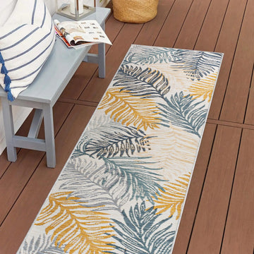 Calypso Coastal Casual Palm Frond Reversible Machine-Washable Indoor/Outdoor Area Rug